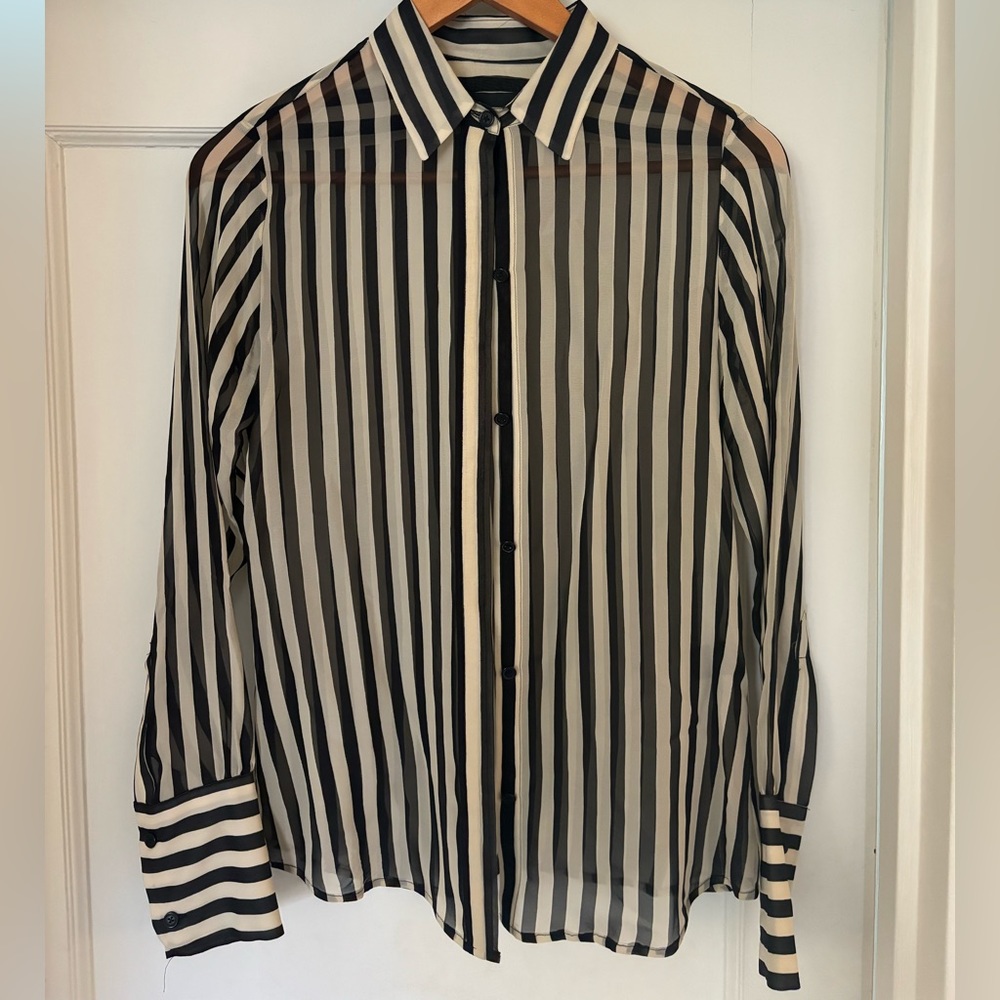 Nili Lotan Sheer Striped Button Down